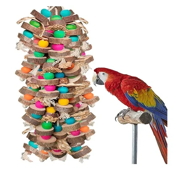 Vibrant Wooden Bird Toy with Beads