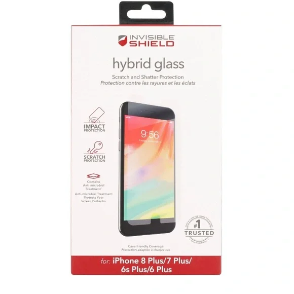 💜 iPhone8Plus/7Plus/6sPlus/6Plus InvisibleShield Hybrid Glass Screen Protector