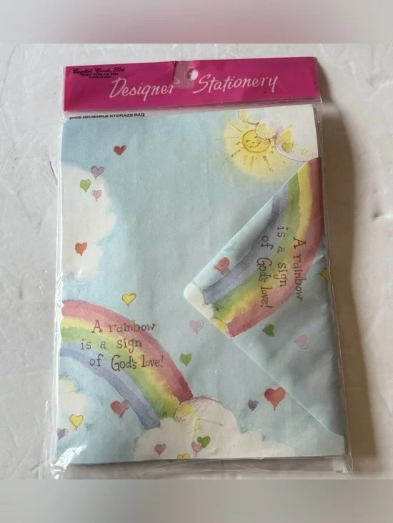 Vintage English Cards Ltd Sealed Stationary Rainbow Sign 30 Sheets 15 Envelopes