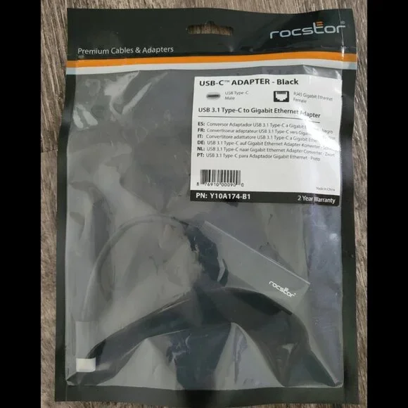 SEALED - Rocstor Premium USB-C 3.1 Male To RJ45 Gigabit Ethernet Female Adapter