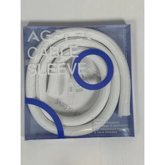 AGPTEK Cable Sleeve White‎ New in Package Adjustable Management Flame Retardant