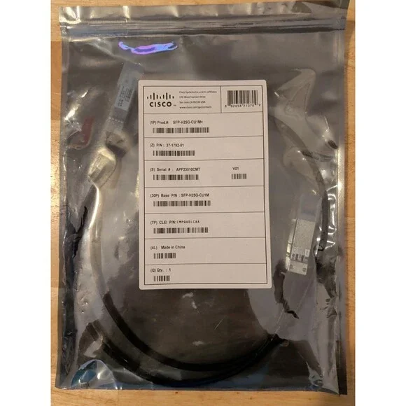 CISCO SFP-H25G-CU1M 25G Copper Cable 1m 37-1792-01 Data Connection