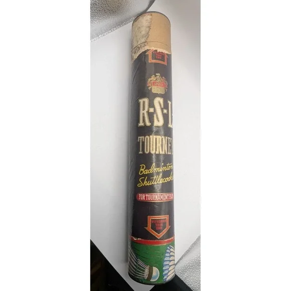 R S L TOURNEY Badminton Shuttlecocks Tube Feather White Green 10pc Vintage READ