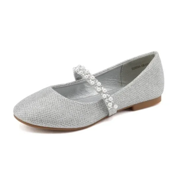 Dream Pairs Mary Jane Glitter Dress Shoes Size 8 Silver Toddler Slip On Party