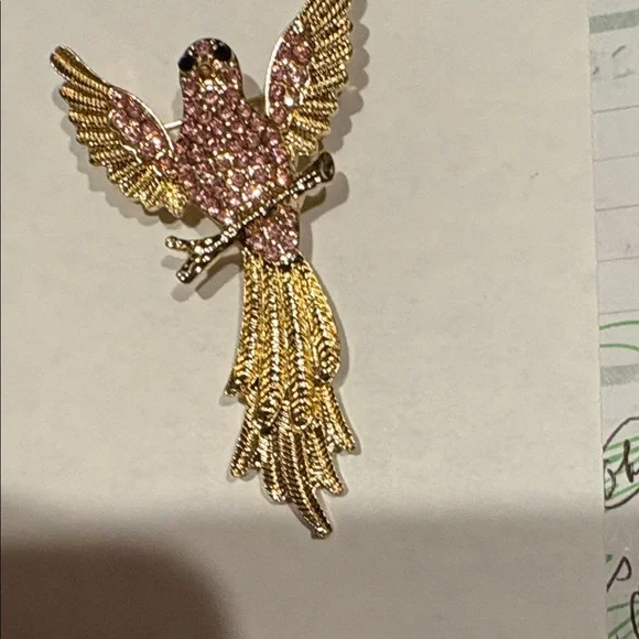 🌹New Arrival🌹Gold and Pink Parrot Brooch Pin - Decorative Bird Accessory