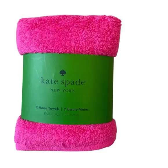 KATE SPADE NY Hot Pink Cotton Hand Towels 16X30 Set of 2 NEW