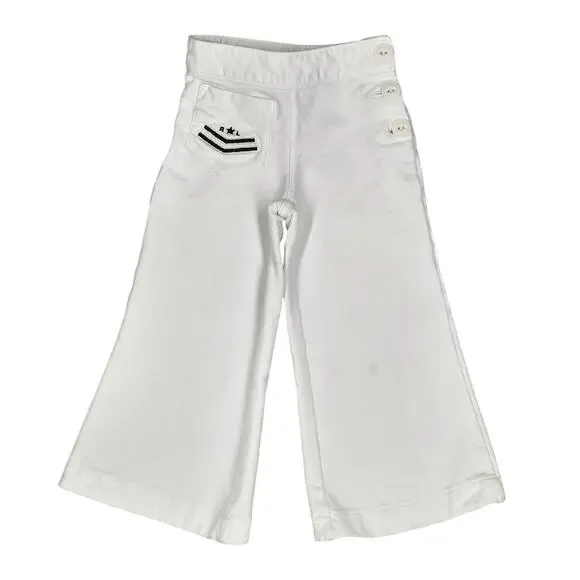 RALPH LAUREN TODDLER SAILOR‑STYLE WIDE‑LEG PANTS – WHITE – SIZE 2.5T