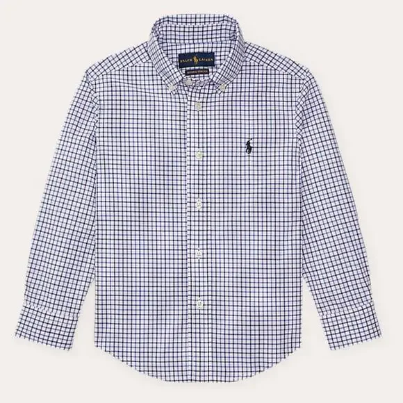 Polo Ralph Lauren Kids Plaid Poplin Button-Down Shirt M 10-12