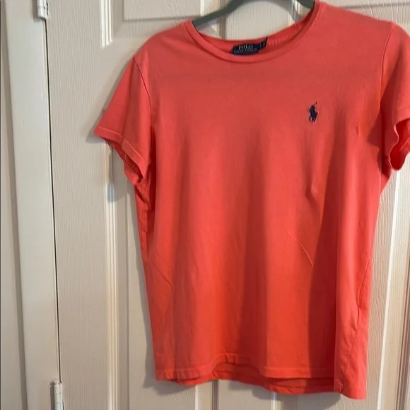 Ralph Lauren Vibrant Coral Tee with Navy Logo