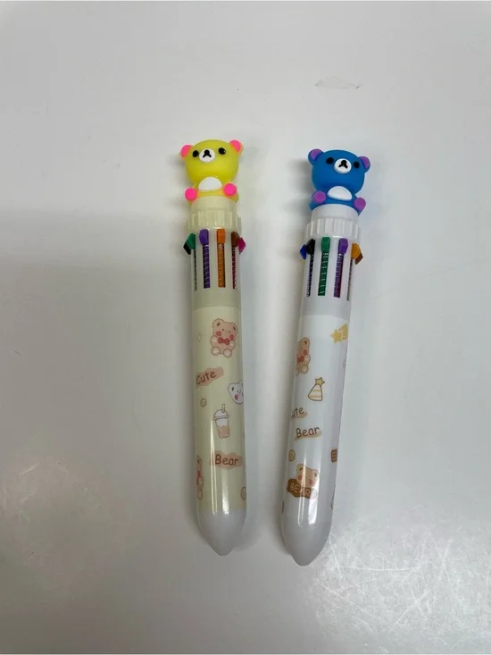 Bear Multi-Color Retractable Pens Duo - Yellow & Blue
