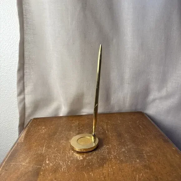 BYU Gold Plated‎ Desk Set Ballpoint Pen Stand Collector Office Alumni Gift Decor
