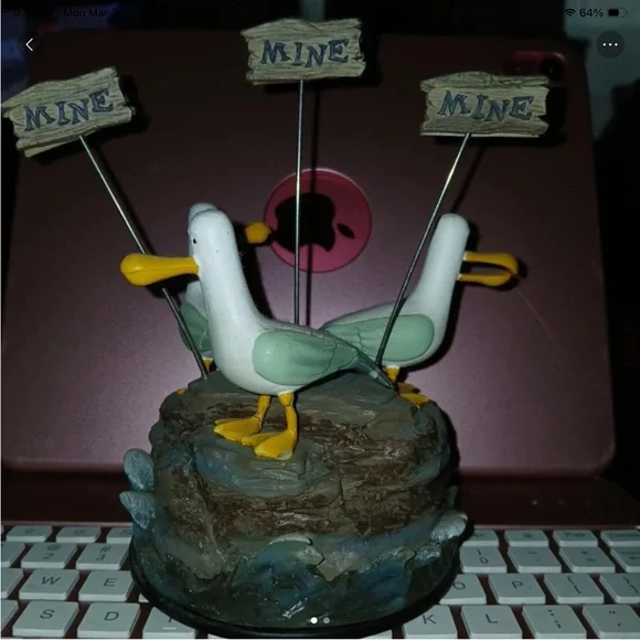 Disney Seagull Bird Figurine in White, Green & Yellow