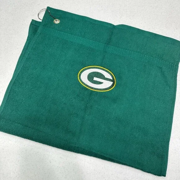 Green Bay Packers Golf Towel Embroidered Hand Towel Green Gold Sports Football
