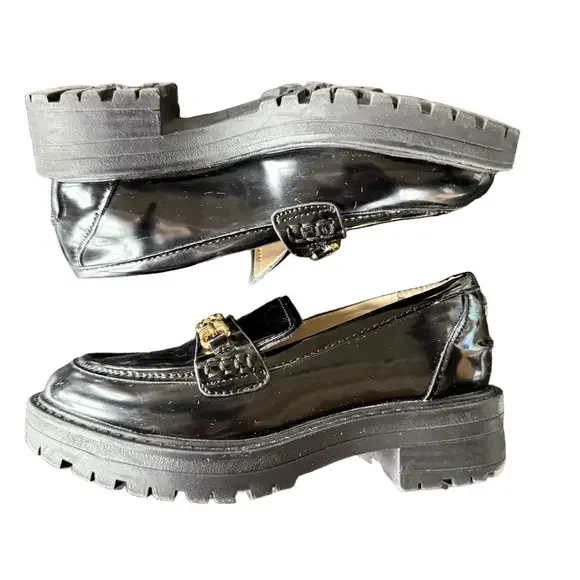 Sam Edelman Black and Gold Patent Dress Loafers Toddler Girl Size 11