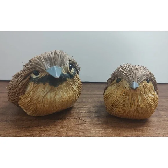 Handcrafted Straw Wood Bird Figurine Lot Of 2 D2
