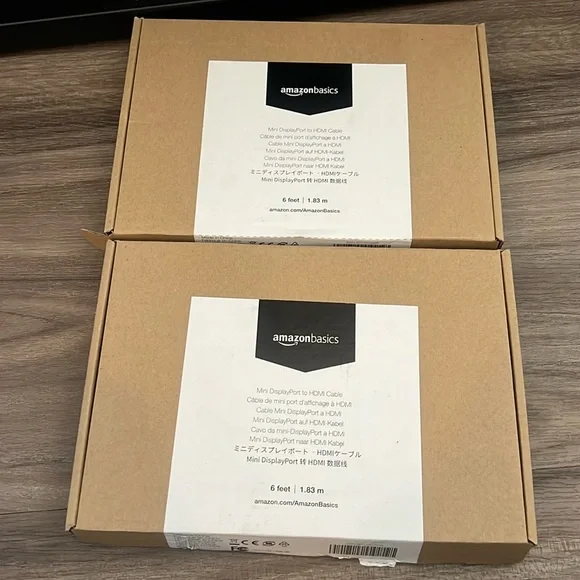 NEW - set of TWO - Amazon Basics Mini DisplayPort Male to HDMI Male Cable, 1080p