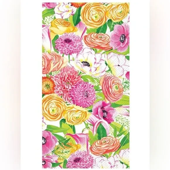 Celebrate THE HOME 32 x 2 pk Garden Bouquet Pink White Green Yellow Guest Towel