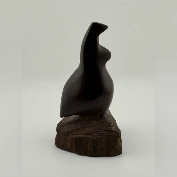 Vintage Hand Carved Wood Quail Bird Figurine Sculpture Rustic Decor