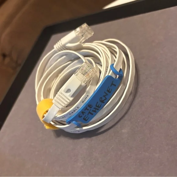 Cat 8 Ethernet Cable - Gigabit, High Speed - 50 Ft. Flat Cable - White