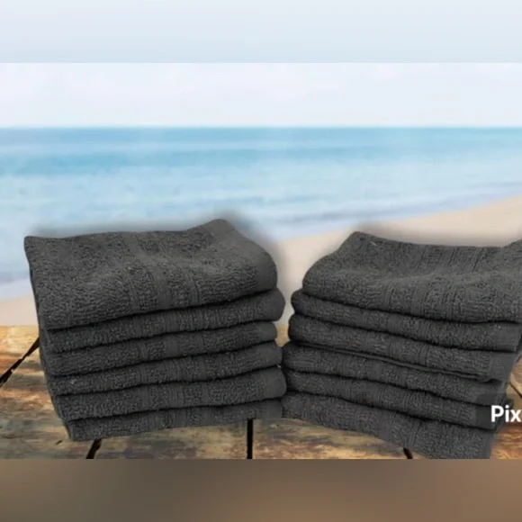 12 Gray Hand Towels Set size 12”x12”