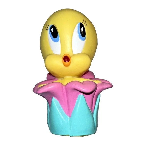 TWEETY BIRD in Flower Pot Looney Tunes Warner Brothers Plastic Vintage Rare 1998
