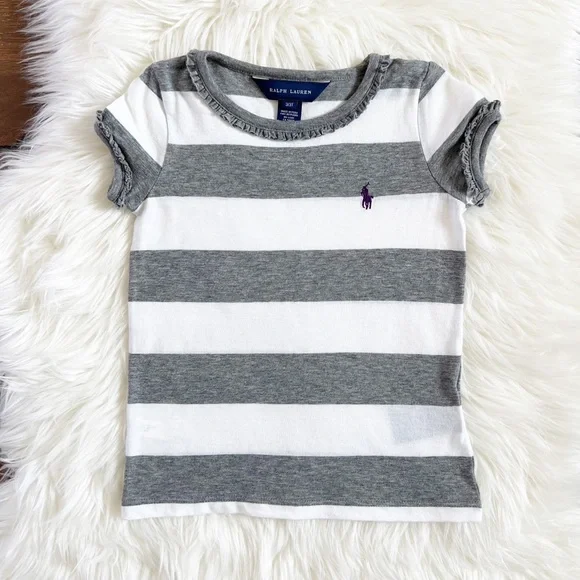 Ralph Lauren Striped Ruffle Tee