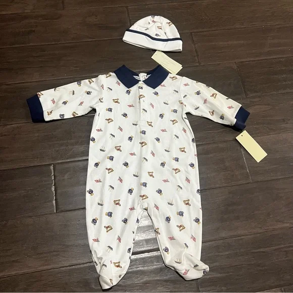 Ralph Lauren American Teddy Print Onsie