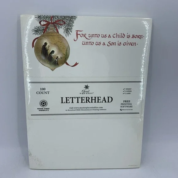 Y2K Great Papers Christmas Holiday Christian Religious Letterhead‎ Paper 100pcs