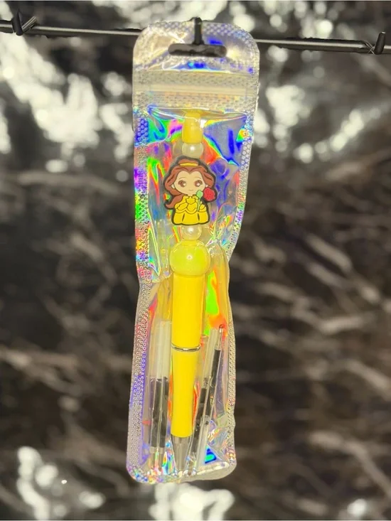 Yellow Belle Princess Focal Bead Pen Black & Blue Ink