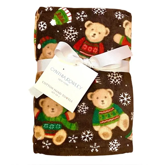 CYNTHIA ROWLEY Christmas bears hand towel set