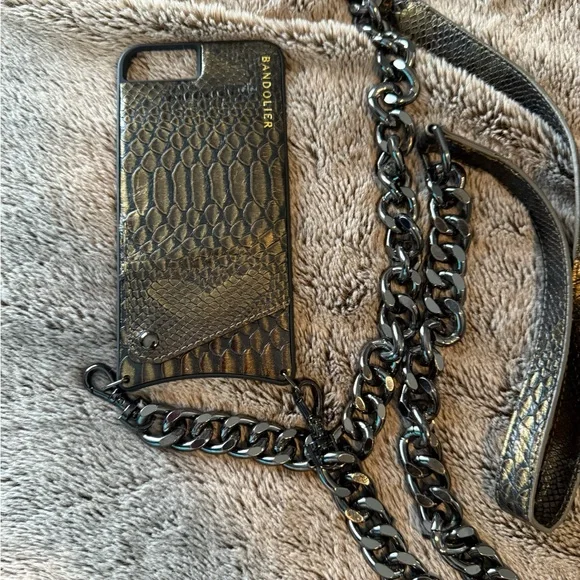Bandolier Black and Gold Phone Case with Chain - for Iphone 8 plus