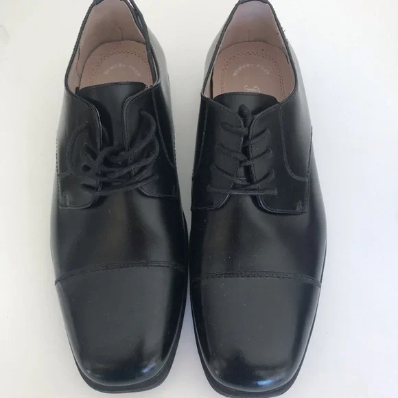 Florsheim black lace up memory foam dress shoes kids size 7