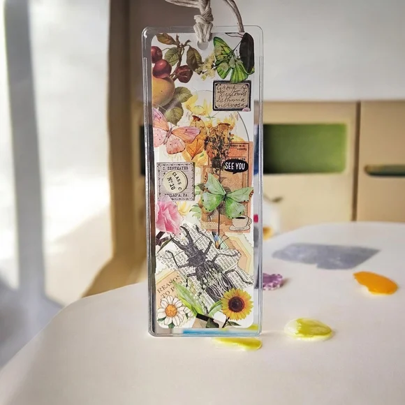Boho Floral & Butterfly Handmade Book Mark