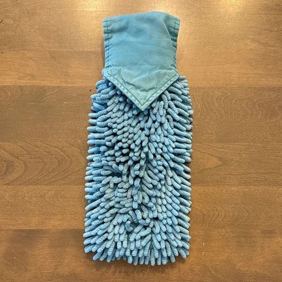 Norwex Chenille Teal Hand Towel used master kids bathroom kitchen bath