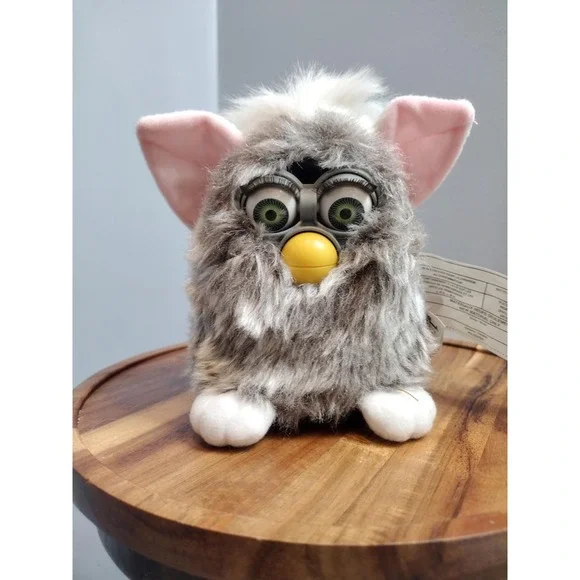Vintage 1998 Grey Owl Furby with Green Eyes