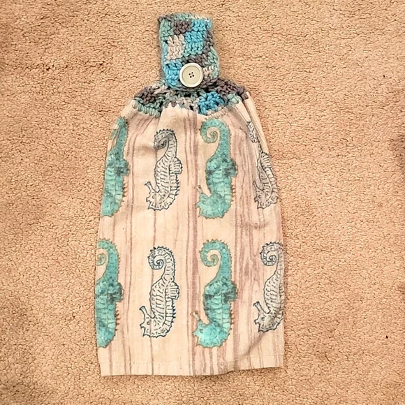 Handmade Hanging Hand Towel - Seahorse