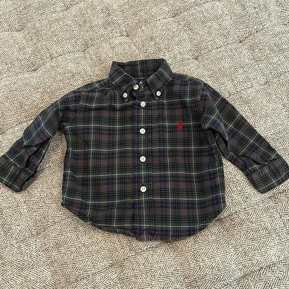 Ralph Lauren plaid button down shirt size 9 mths