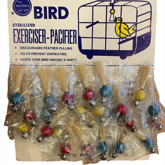 Lot of 24 Vo-Toys Bird Toy Hanging Bell Pacifier XS Small Birds 3.25