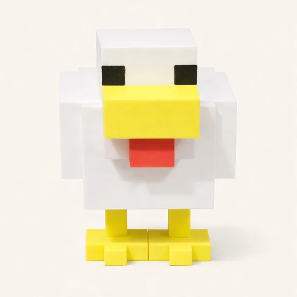Pixelated Bird Toy - White and Yellow