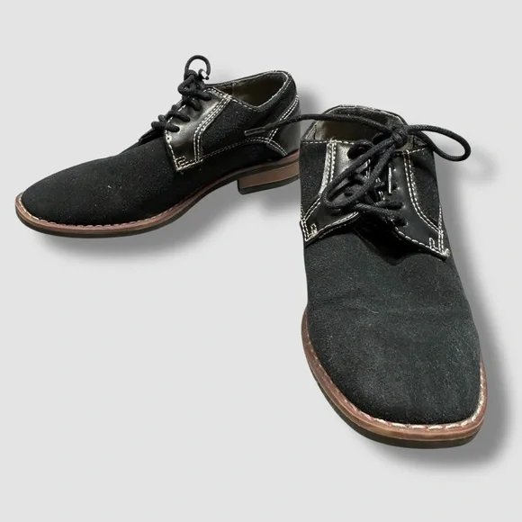 Steve Madden Bfold Oxfords Little Boy 1 Lace Up Faux Suede Black Dress Shoes