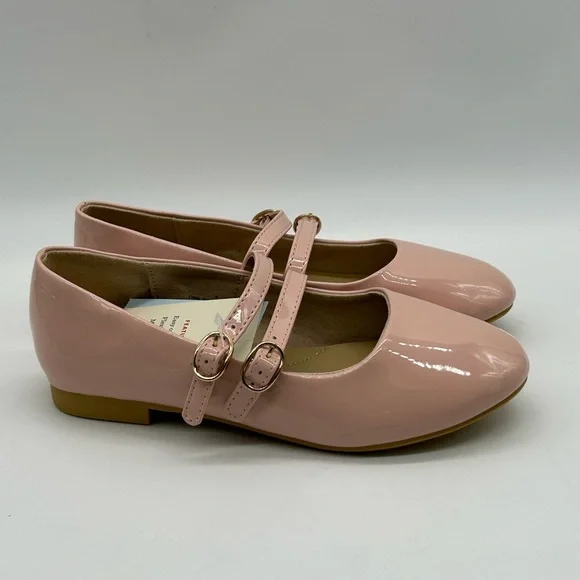 Cat & Jack Pink Double Strap Pink Flats | Sz 2 l Vegan | New With Tags l No Box