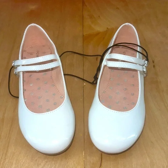 Christie & Jill new‎ girls size 3 dress shoe pageant shoe white patent