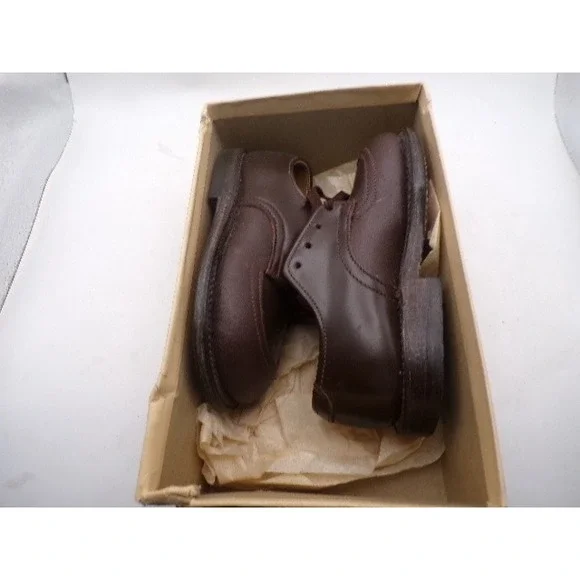 Vintage Boys Brown Leather Oxford Dress Shoes Split Cowhide Size 5B 907 READ