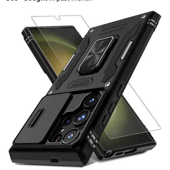 Rugged Black Phone Case with Stand