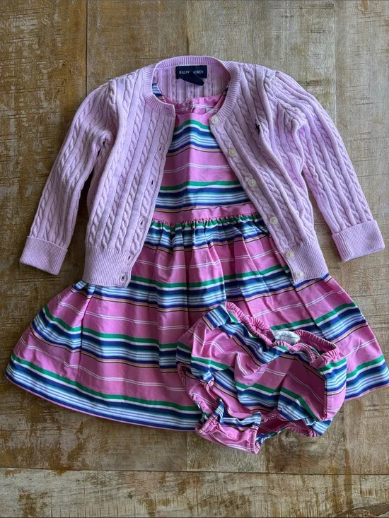 Ralph Lauren Dress with Cable Knit Cardigan 18m