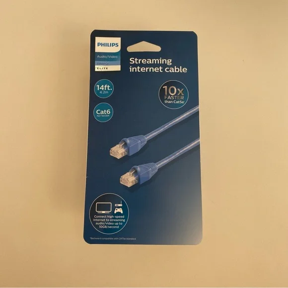 NWB PHILIPS Streaming Internet Cable Cat 6 Audio/Video Ethernet Elite