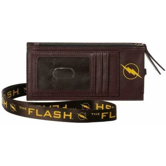 DC Comics The Flash Lanyard With Phone Case And Wallet Faux Leather PU NEW