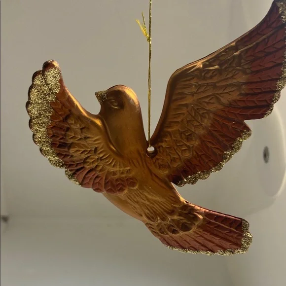 Vintage Elegant Gold and Brown Bird Ornament