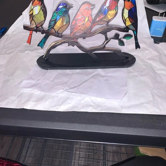 Colorful Stained Glass Bird Ornament