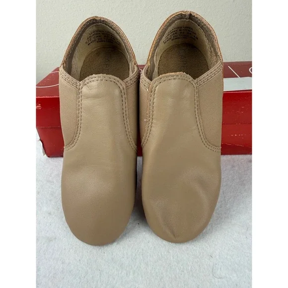 Capezio EJ2 E-Series‎ Slip-On Jazz Shoes Tan Leather Split Sole 4M Youth Dance